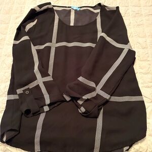 Elegant Black and White Grid Women's Blouse